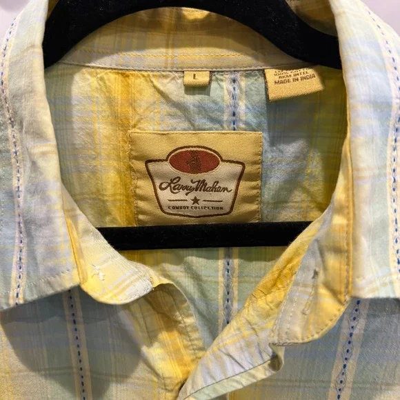 Larry Mahan Cowboy Collection Plaid Pearl Snap Shirt Men's L Western - Picture 5 of 8
